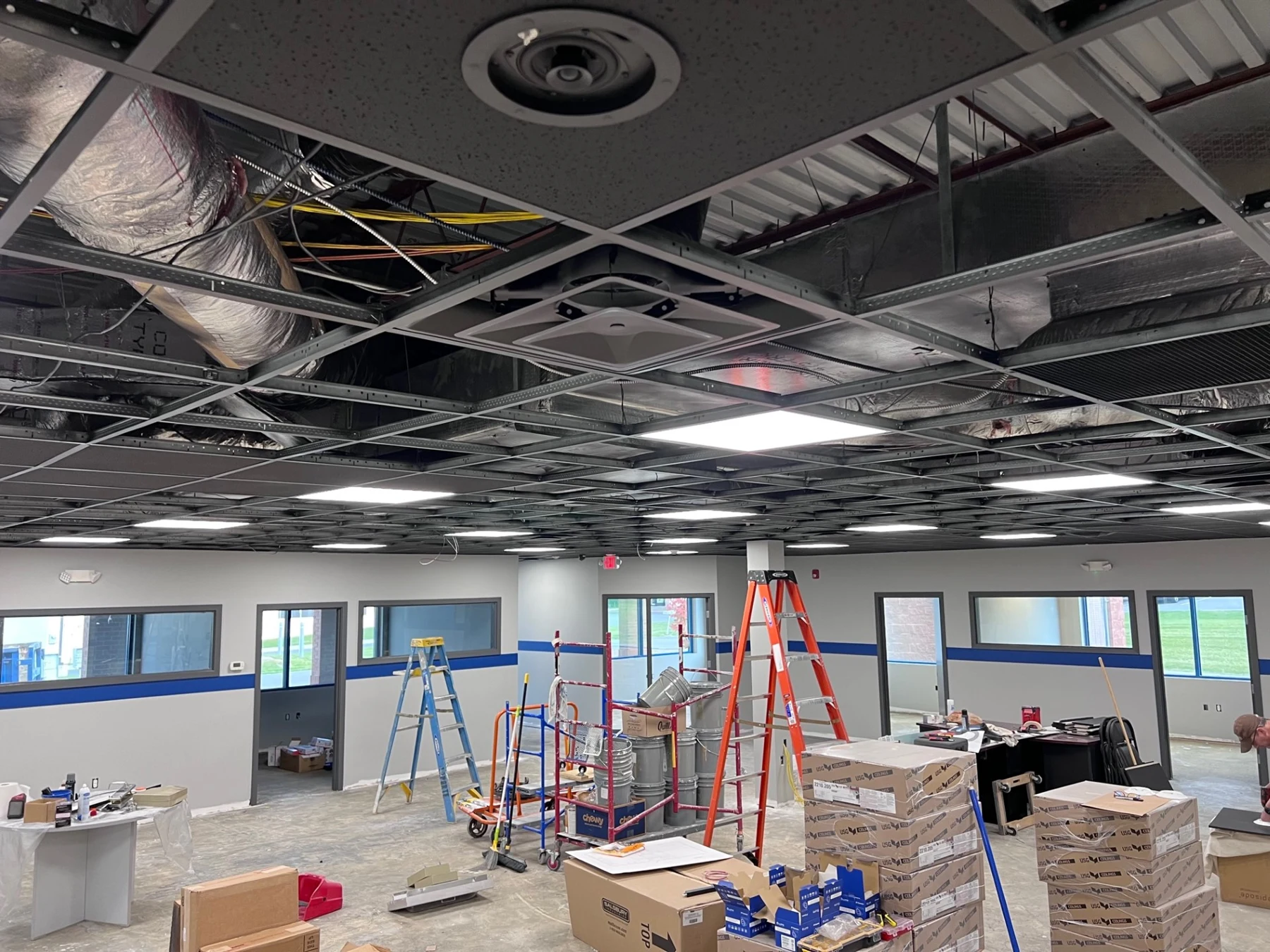 Commercial technology infrastructure during construction